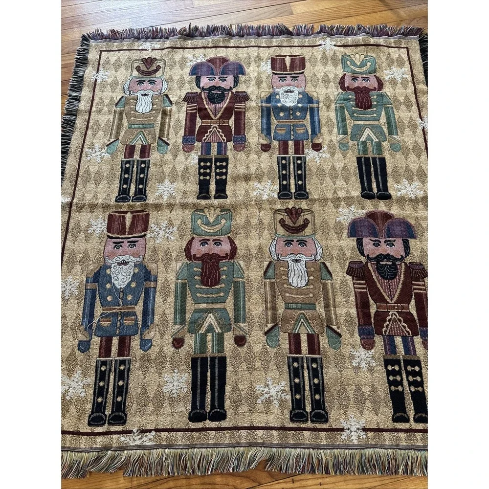 Christmas Nutcracker Tapestry Throw Blanket Sz 47.5in X 52in